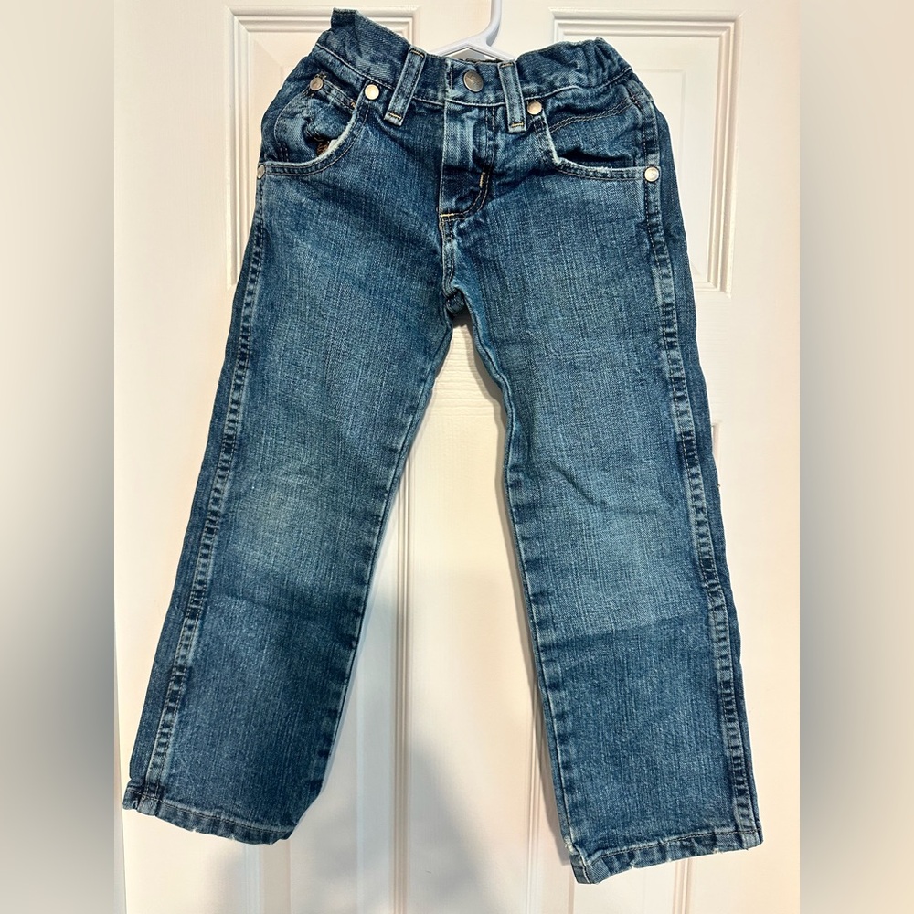 Boys Wrangler Men's Straight Blue Jeans 5S Adjustable Wiast
